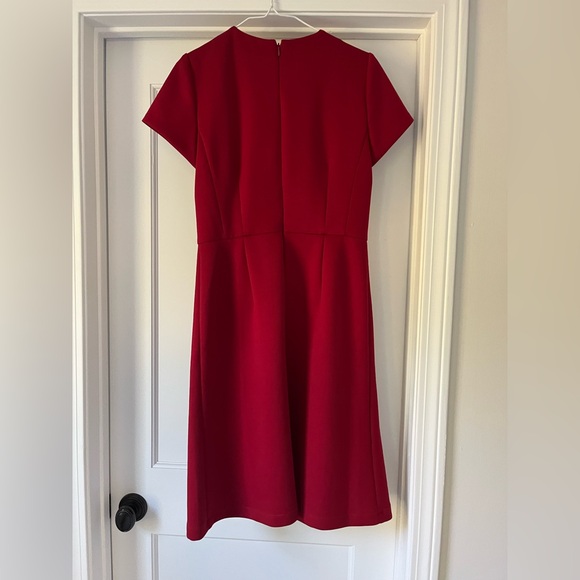 Ann Taylor Midi Flare Dress in Double Knit Gingham Red Size 4 - Picture 2 of 4